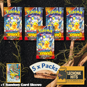 5 Packs Surging Sparks Pokemon Booster Pack + 1 Random Card Sleeve