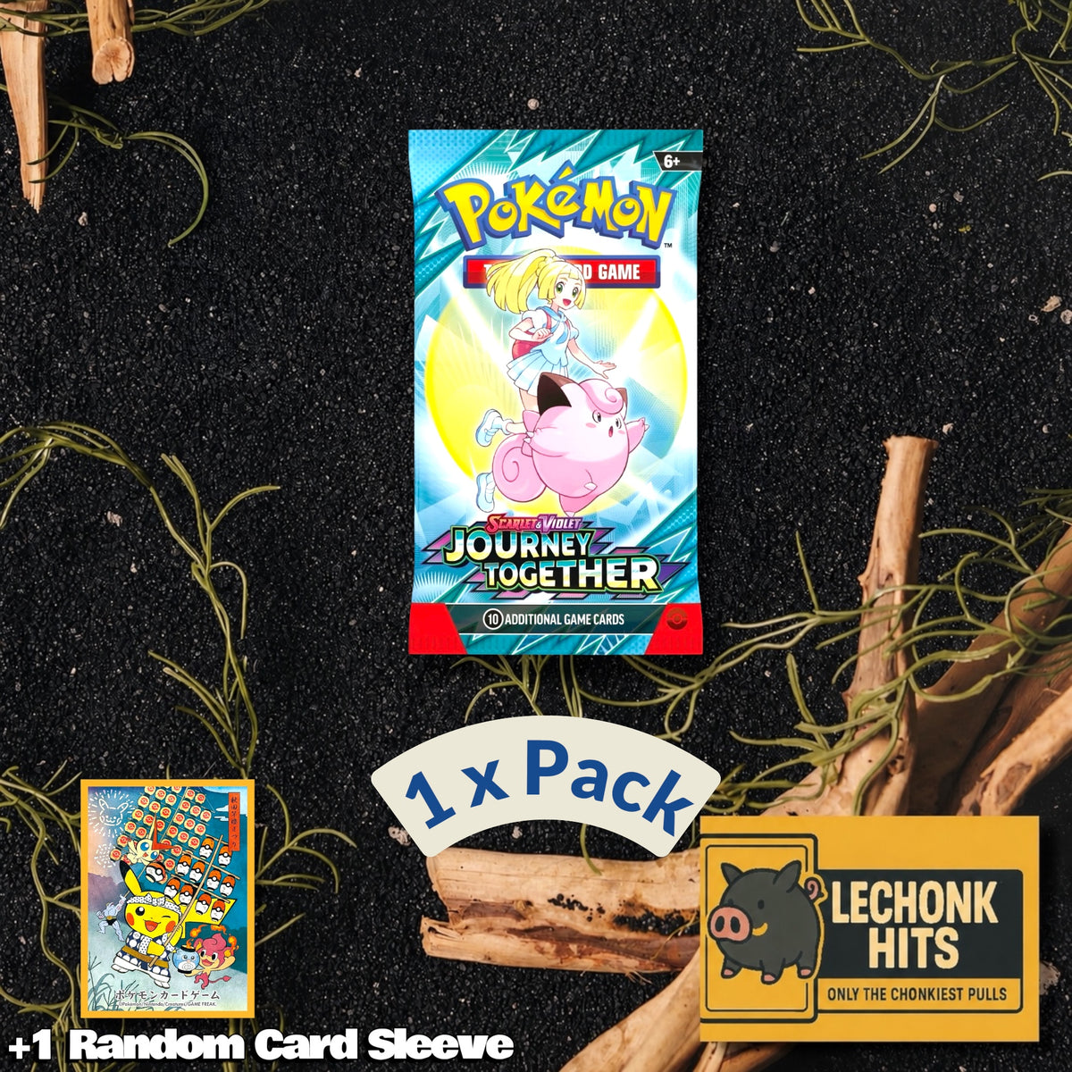 1 Pack Journey Together Pokemon Booster Pack + 1 Random Card Sleeve
