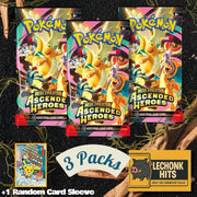 3 Pack Ascended Heroes Pokemon Booster Packs + 1 Random Pokemon Card Sleeve