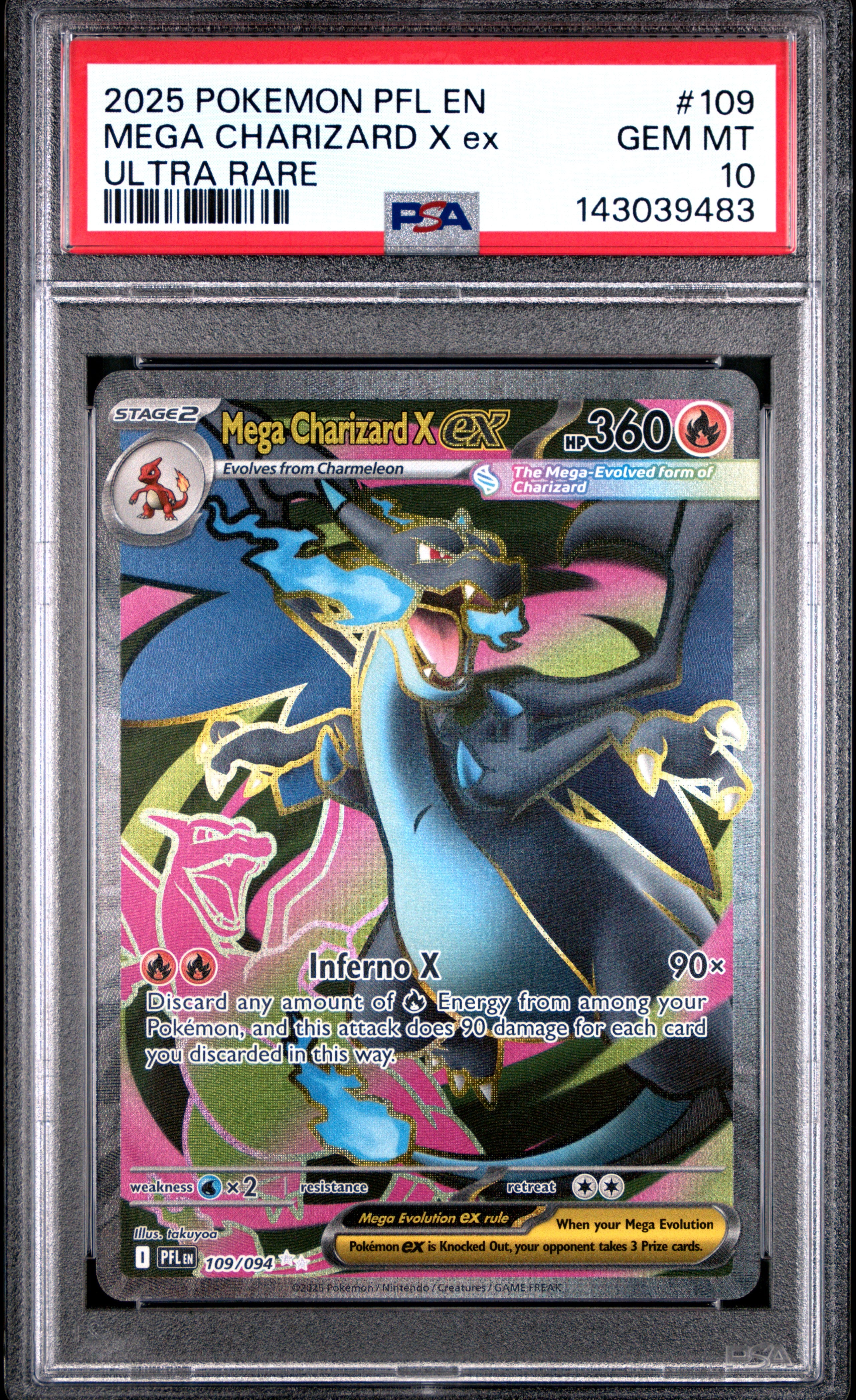 PSA 10 Mega Charizard X ex Ultra Rare #109 Phantom Flames Pokémon Card
