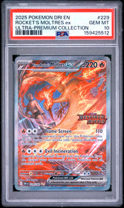 PSA 10 Team Rocket's Moltres ex 229/182 SIR Ultra-Premium Collection Stamped Promo