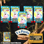 5 Packs Journey Together Pokemon Booster Pack + 1 Random Card Sleeve