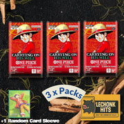 3 Pack OP13 One Piece Booster Pack + 1 Random Card Sleeve Bundle Carrying On His Will English