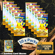10 Packs 30th Celebration Japanese Pokemon Booster Pack + 1 Random Card Sleeve Bundle