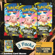 3 x Packs Perfect Order Pokemon Booster Packs + 1 Random Pokemon Card Sleeve
