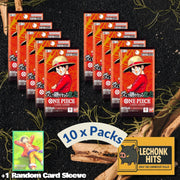 10 Pack OP13 One Piece Booster Pack + 1 Random Card Sleeve Bundle Carrying On His Will English