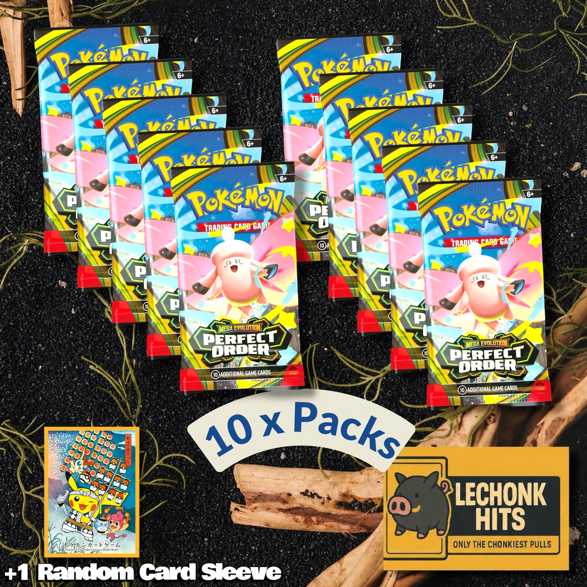 10 x Packs Perfect Order Pokemon Booster Packs + 1 Random Pokemon Card Sleeve