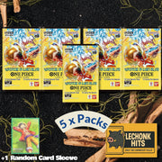 5 Packs OP15 One Piece Booster Pack + 1 Random Card Sleeve Bundle Adventure on Kami's Island l English