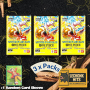3 Packs OP15 One Piece Booster Pack + 1 Random Card Sleeve Bundle Adventure on Kami's Island l English