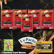 5 Pack OP13 One Piece Booster Pack + 1 Random Card Sleeve Bundle Carrying On His Will English