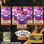 5 Packs Gem 3 Pokemon Booster Packs + 1 Random Card Sleeve Bundle (Gengar Cubone Meowth)