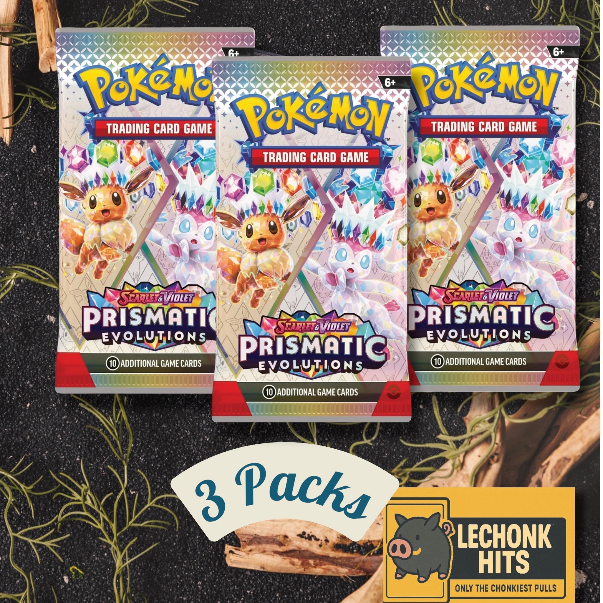 3x Prismatic Evolutions Booster Pack Sealed