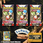 3 Pack Scarlet Violet Base Set Pokemon Booster Pack + 1 Random Card Sleeve