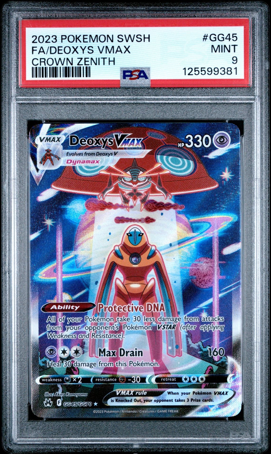 PSA 9 DEOXYS VMAX #GG45 FULL ART 2023 POKEMON SWORD AND SHIELD CROWN ZENITH