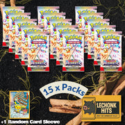 15 Packs Prismatic Evolutions Booster Pack + 1 Random Pokemon Card Sleeve
