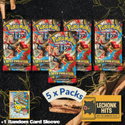 5 Packs Mega Evolution Pokemon Booster Pack + 1 Random Pokemon Card Sleeve