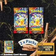 2 Packs Surging Sparks Pokemon Booster Pack + 1 Random Card Sleeve