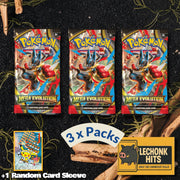 3 Packs Mega Evolution Pokemon Booster Pack + 1 Random Pokemon Card Sleeve