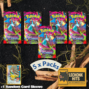 5 x Packs Phantasmal Flames Pokemon Booster Pack + 1 Random Pokemon Card Sleeve