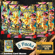 5 Pack Ascended Heroes Pokemon Booster Packs + 1 Random Pokemon Card Sleeve
