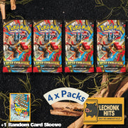 4 Packs Mega Evolution Pokemon Booster Pack + 1 Random Pokemon Card Sleeve