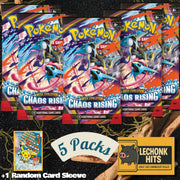 5 x Packs Chaos Rising Pokemon Booster Packs + 1 Random Pokemon Card Sleeve