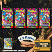 4 x Packs Phantasmal Flames Pokemon Booster Pack + 1 Random Pokemon Card Sleeve