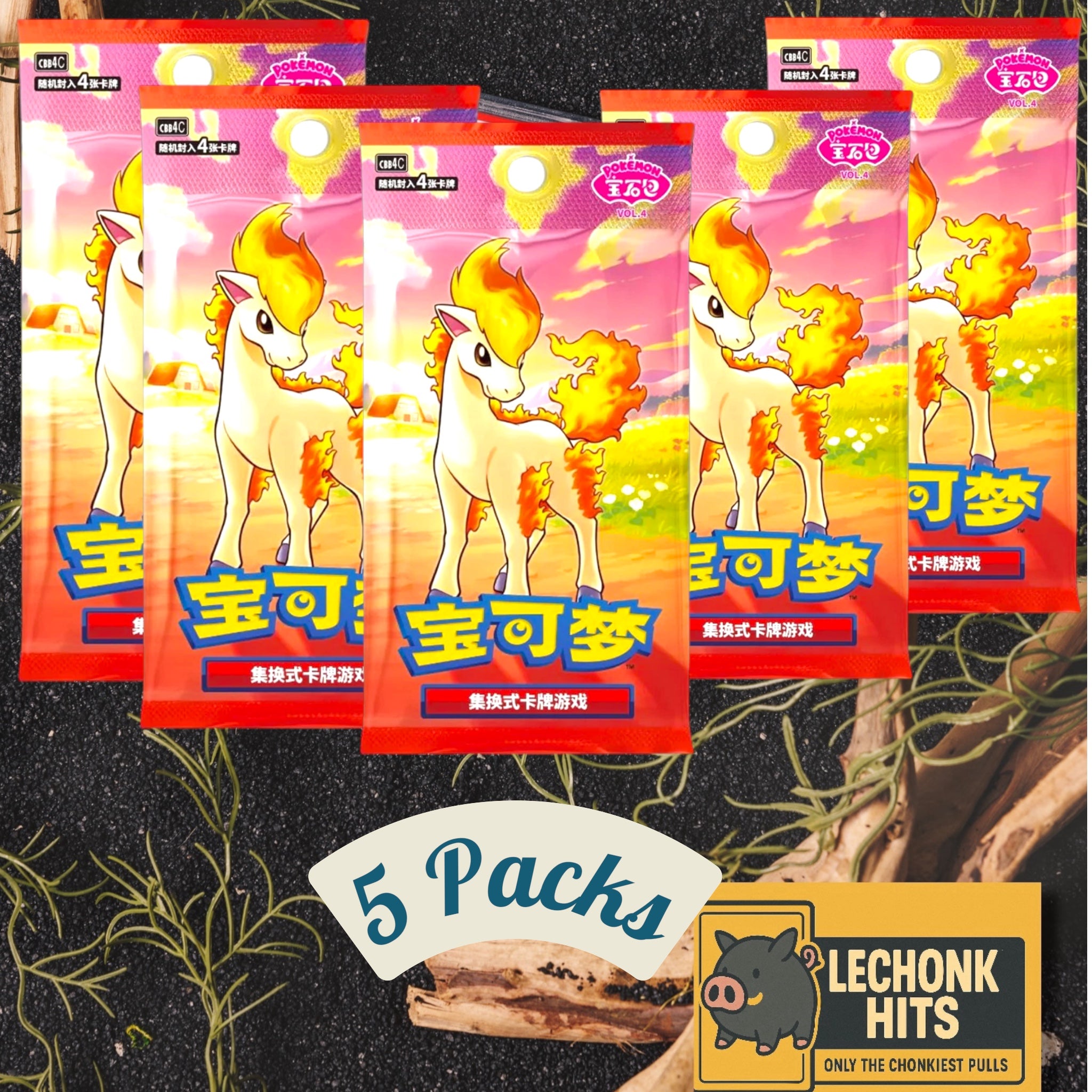 5 x Pack Gem Vol. 4 Pokemon Chinese Ponyta