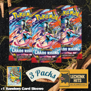 3 x Packs Chaos Rising Pokemon Booster Packs + 1 Random Pokemon Card Sleeve