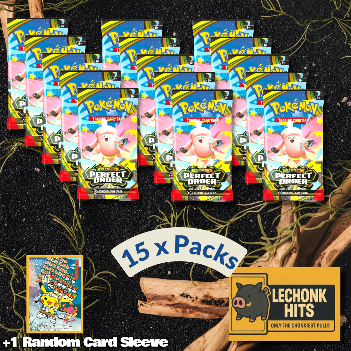15 x Packs Perfect Order Pokemon Booster Packs + 1 Random Pokemon Card Sleeve