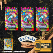 3 x Packs Phantasmal Flames Pokemon Booster Pack + 1 Random Pokemon Card Sleeve
