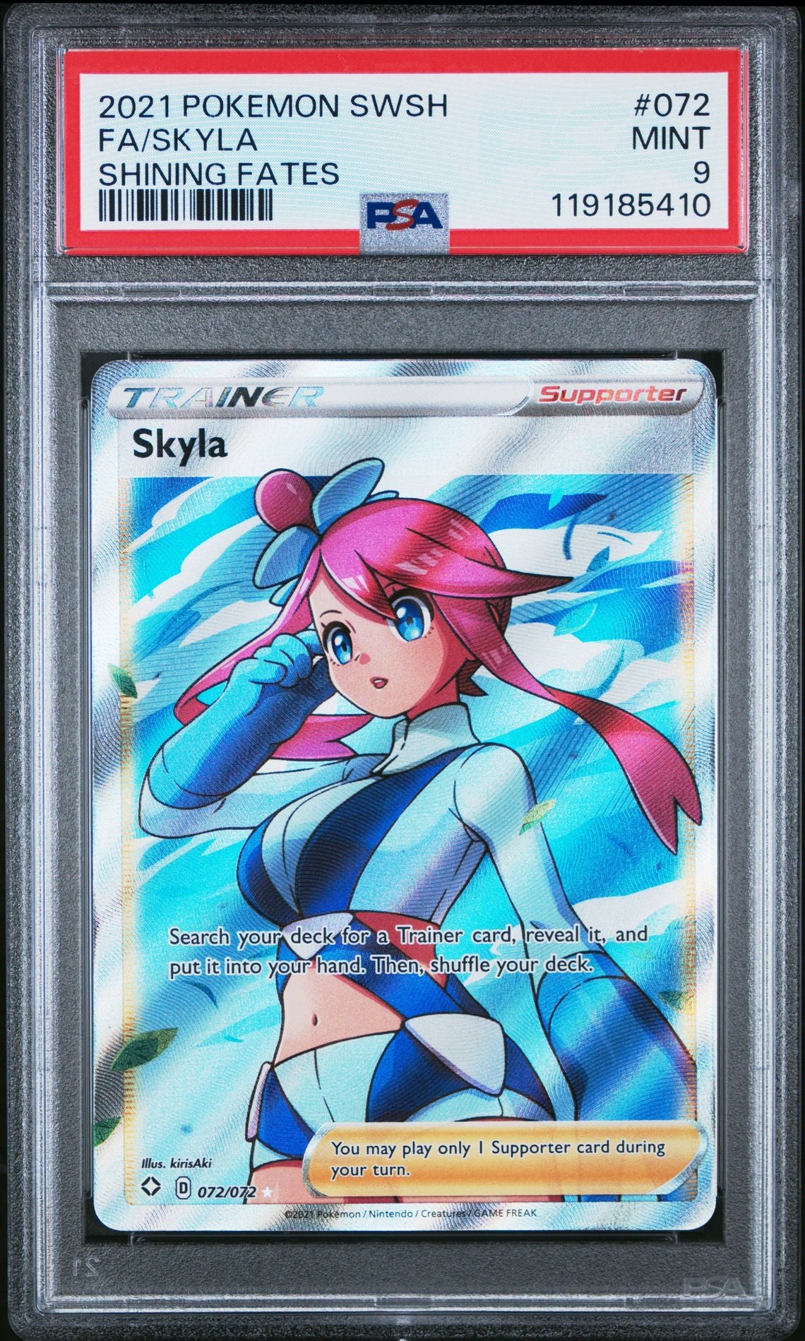 PSA 9 SKYLA #072 FULL ART 2021 POKEMON SWORD & SHIELD SHINING FATES
