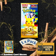 1 Pack 30th Celebration Japanese Pokemon Booster Pack + 1 Random Card Sleeve Bundle