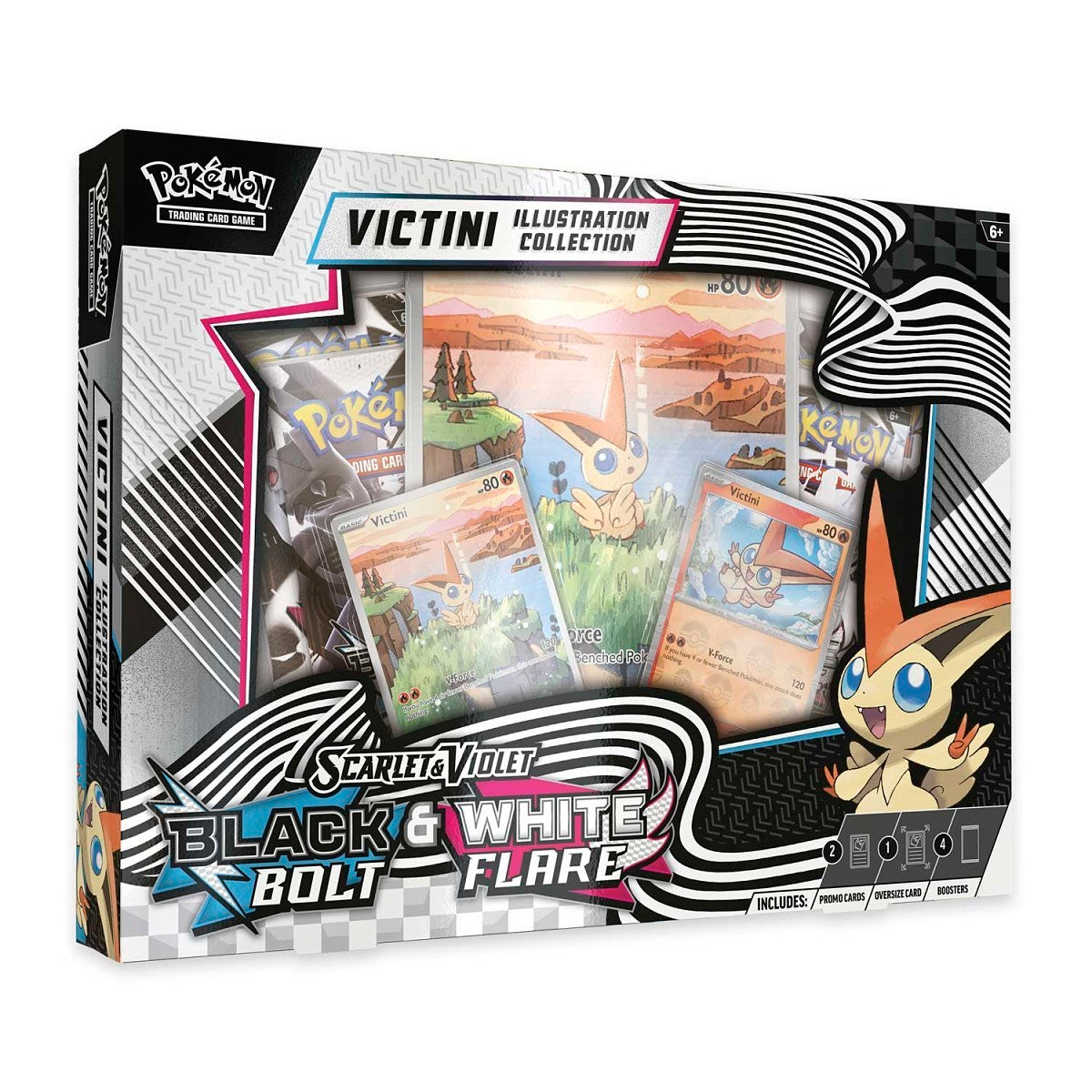 Pokémon TCG: Unova Victini Illustration Collection Box | Black Bolt & White Flare Packs