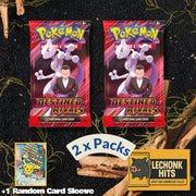 2 Packs Destined Rivals Pokemon Booster Pack + 1 Random Card Sleeve (Team Rocket's Mewtwo)