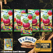5 Packs Gem 6 Pokemon Booster Pack + 1 Random Card Sleeve Bundle (Applin)
