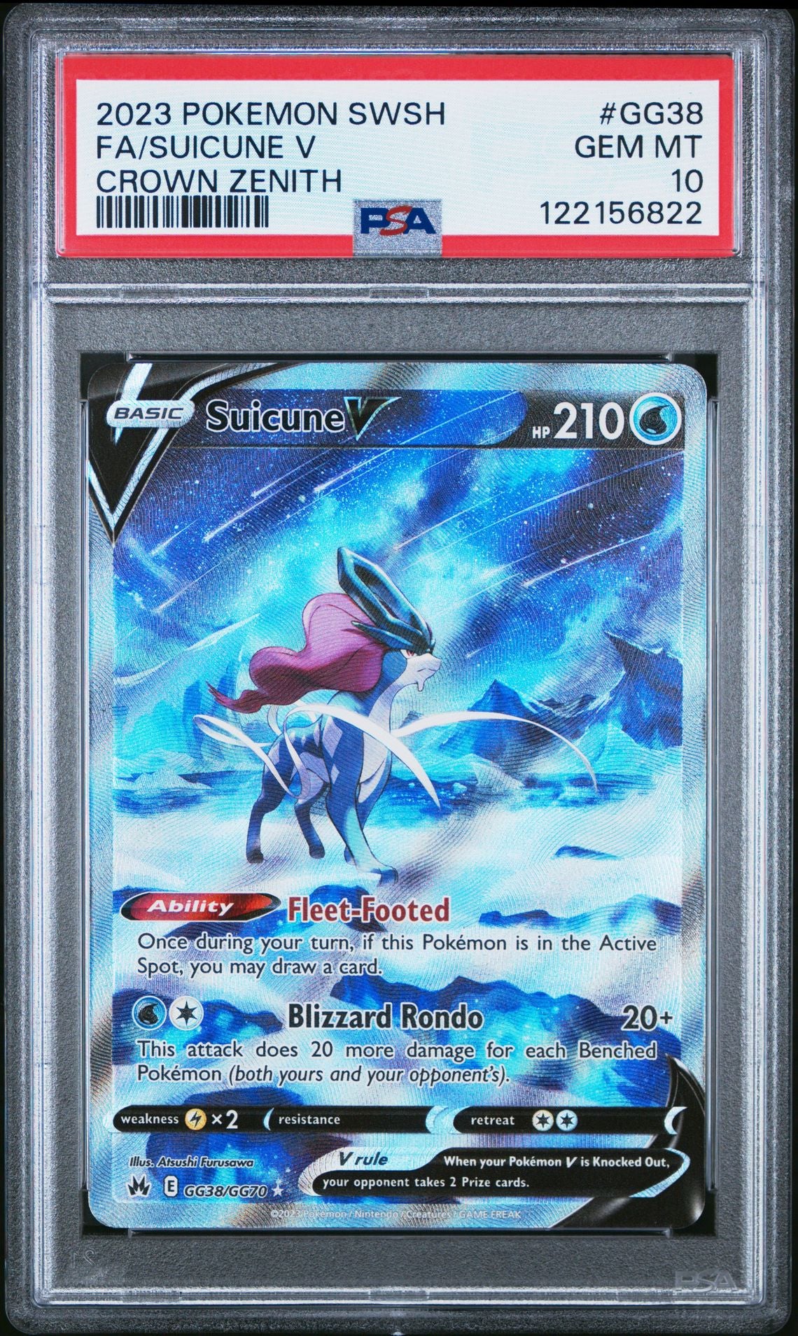 PSA 10 SUICUNE V 2023 POKEMON SWORD AND SHIELD CROWN ZENITH