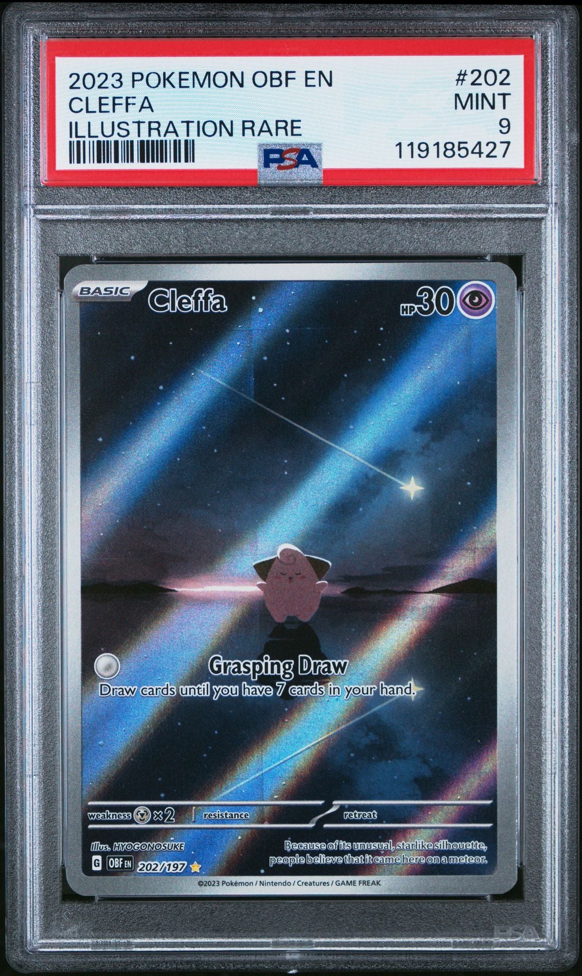 PSA 9 CLEFFA #202 ILLUSTRATION RARE 2023 POKEMON OBF EN-OBSIDIAN FLAMES