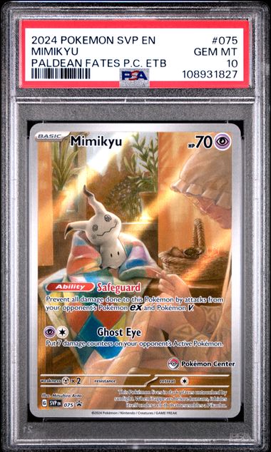 PSA 10 MIMIKYU PALDEAN FATES PC ETB #075