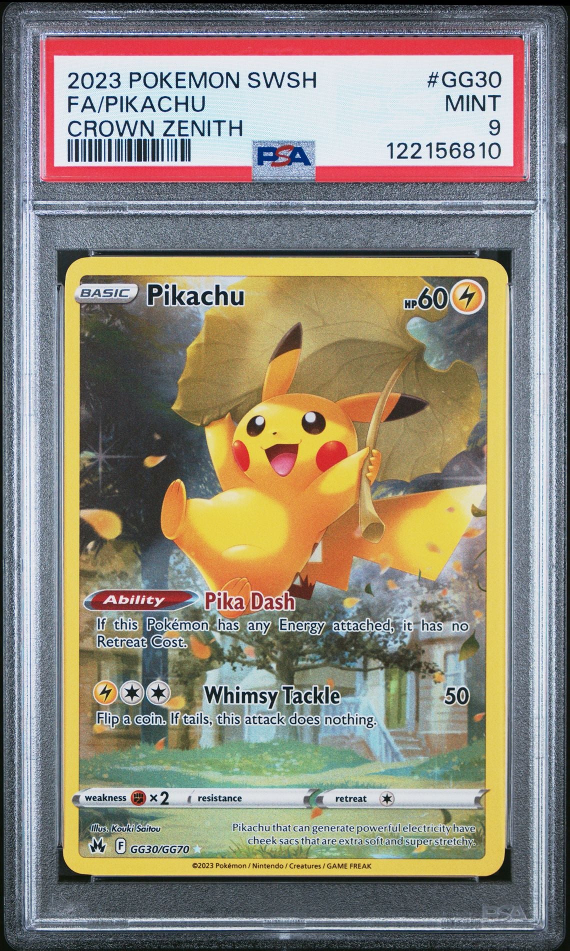 PSA 9 PIKACHU #GG30 FULL ART 2023 POKEMON SWORD AND SHIELD CROWN ZENITH